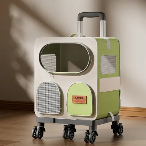 Pet Trolley Carrier Detachable Wheels Breathable Mesh Transparent Window Backpack For Cats Small Dogs Oxford Cloth Portable