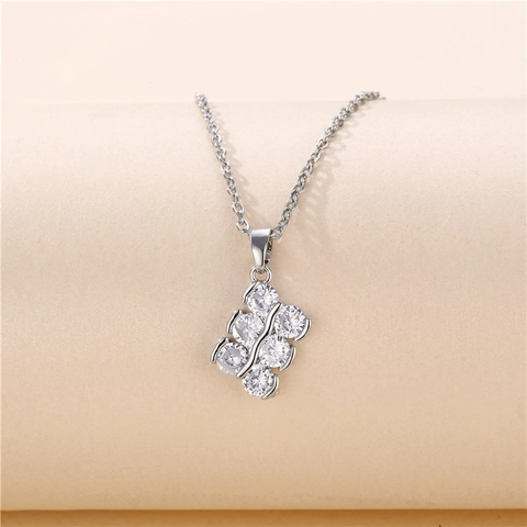 Funkelnde Zirkon Geometrische Bar Anhänger Halskette Edelstahl Minimalistischer Schmuck Für Damen