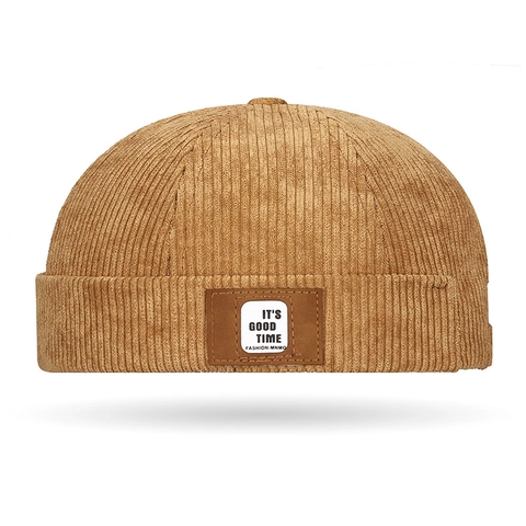 Gorro Docker Retro De Pana Sin Ala Con Etiqueta De Cuero Ajustable Color Sólido Streetwear Miki Hat Para Hombre Mujer