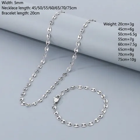 Collana Minimalista in Acciaio al Titanio a Naso di Maiale per Donna Uomo Argento Chicco di Caffè Girocollo Gioielli Regalo