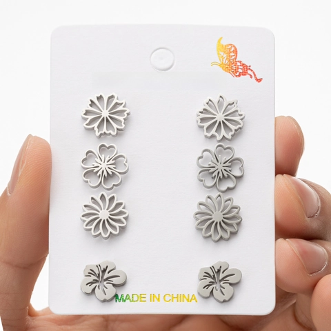 Edelstahl Blumen Ohrstecker Gänseblümchen Kirschblüte Hohl Schmuck Für Damen Mode Accessoires