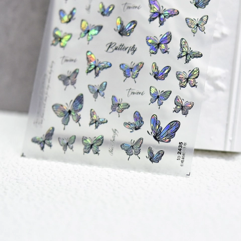 Butterfly Nail Art Stickers Holographic 3D Relief Laser Gradient Adhesive DIY Manicure Decoration
