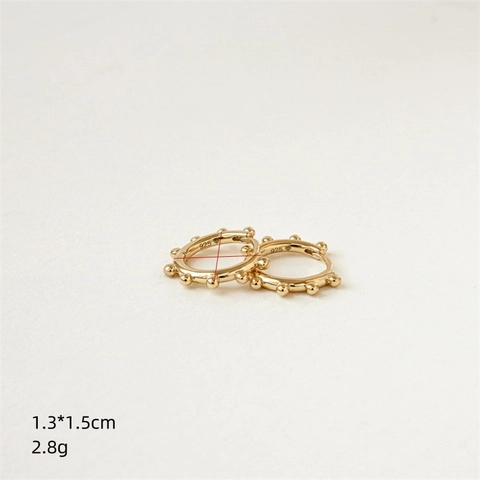 Perlen Creolen 14K Vergoldetes Messing Mit 925 Sterling Silber Ohrstecker Minimalistischer Punktierter Runder Schmuck