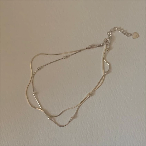 Cavigliera A Doppio Strato In Argento Sterling 925 Catena Serpente Per Donna Gioielli Da Piede Minimalisti Pendente A Cuore