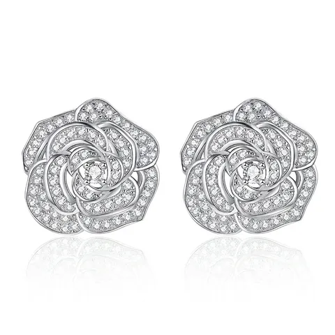 Kamelienblüte Ohrstecker Pave Zirkon Eleganter Schmuck Für Frauen Mit 925 Sterling Silber Ohrstecker