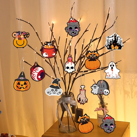 Decoraciones Colgantes de Halloween Ornamento de Fiesta Papel Fantasma Calabaza Calavera Colgante Set Accesorios de Escena