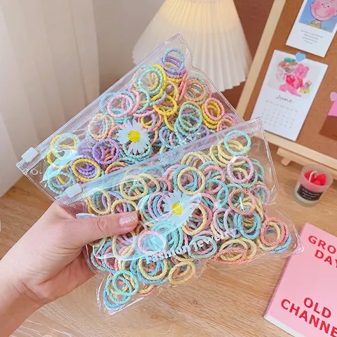 Coleteros Coloridos Para Niños Alta Elasticidad No Dañan El Cabello Sujetadores De Coleta Cintas Elásticas Macaron Para Niñas Pequeñas