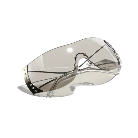 Randlose Shield Sonnenbrille Y2K Future Style Metallrahmen Mit Strass Punk Hip Hop Brille Für Damen Herren UV400