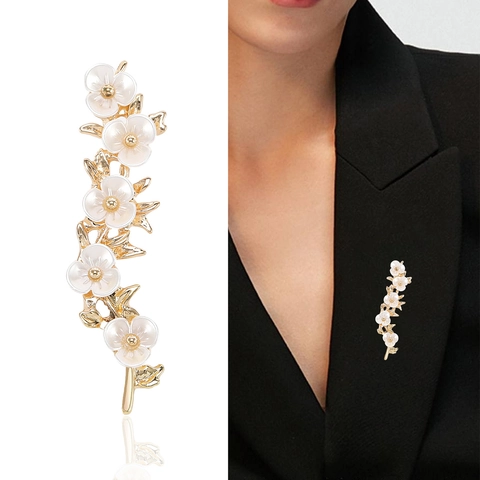 Elegante Broche De Rama De Flor De Ciruelo Aleación Flor De Concha Alfiler De Traje Chal Mujeres Estilo Coreano Joyería