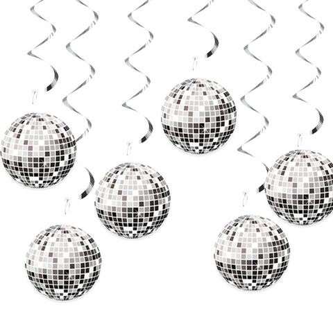 Disco Ball Hanging Swirls Reflektierende Spiegel Papier Dekorationen Für Retro 70er Party Geburtstag Tanzclub Glänzender Deckenornamente