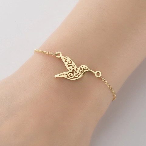 Pulsera De Acero Inoxidable Con Colgante De Colibrí Hueco Joyería Minimalista Inspirada En La Naturaleza Para Mujer