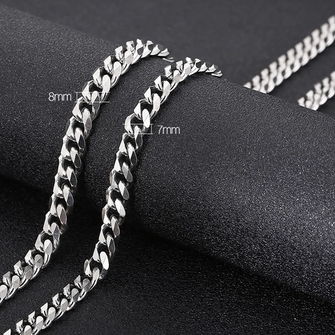 Collar De Cadena De Eslabones Cubanos Acero Inoxidable Hip Hop Streetwear Joyería Simple Para Hombres Mujeres