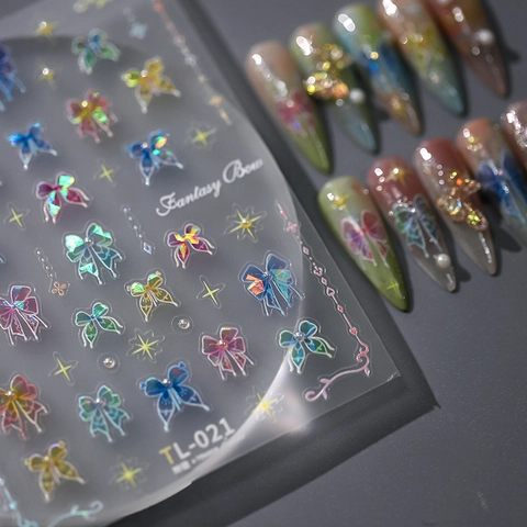 Pegatinas de Nail Art con Relieve 5D Calcomanías Autoadhesivas Finas con Diseño de Mariposa Copo de Nieve Flor Corazón Concha Perla para Mujer