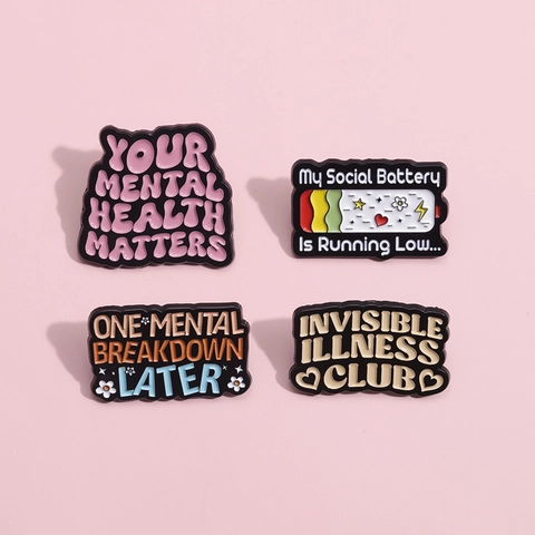 Mental Health Matters Enamel Pin Alloy Brooch Personalized English Letter Badge Clothes Bag Decoration Mental Awareness Jewelry For Friends