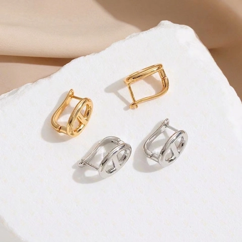 Orecchini A Cerchio Geometrici Cavi Per Donna Gioielli In Rame Con Perno In Argento Sterling 925 Stile Retro Elegante