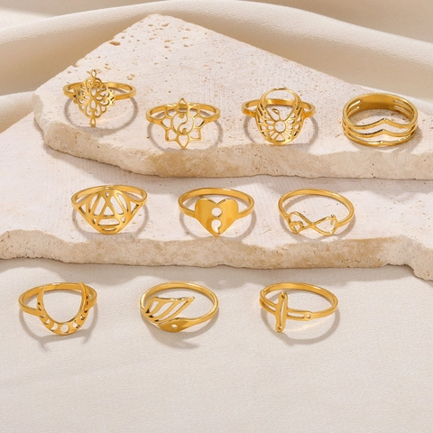 Infinity Herz Semicolon Ring Edelstahl 18K Vergoldet Minimalistisches Geometrisches Hohles Schmuckstück Für Frauen Männer Accessoire