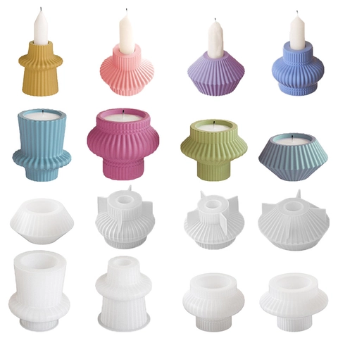 Geometric Stripe Lantern Candle Holder Silicone Mold DIY Handmade Plaster Resin Casting Tool Nordic Style Home Decor