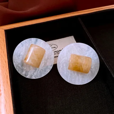 Pendientes Geométricos Vintage Con Resina Acrílico Aleación Y Poste De Plata Para Mujer Joyería De Estilo Étnico Regalo