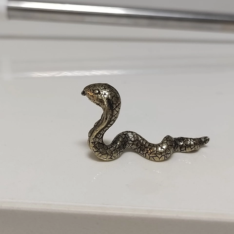 Statuetta Di Serpente Cobra In Ottone Zodiaco Cinese Ornamento Da Scrivania Statua Di Animale In Metallo Vintage