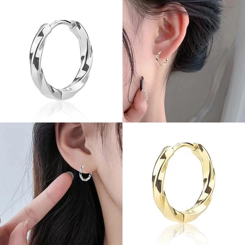 Roestvrijstalen Gedraaide Hoop Oorbellen Voor Dames Heren Minimalistisch Gedraaide Touw Textuur Oorgesp Geometrische Dagelijkse Woon-Werkverkeer Sieraden