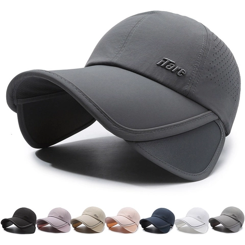 Gorra De Béisbol Con Protección Solar Alas Laterales Retráctiles Transpirable Agujeros Corte Láser Secado Rápido Unisex