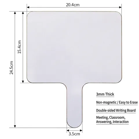 Handheld Dry Erase Whiteboard Melamine Double Sided Erasable Response Paddle For Classroom Teaching Answering Board