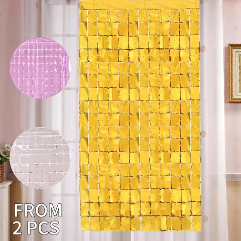Tenda A Frange In Alluminio Quadrata Sfondo Con Paillettes Metalliche Per Decorazioni Per Feste Di Compleanno Matrimonio