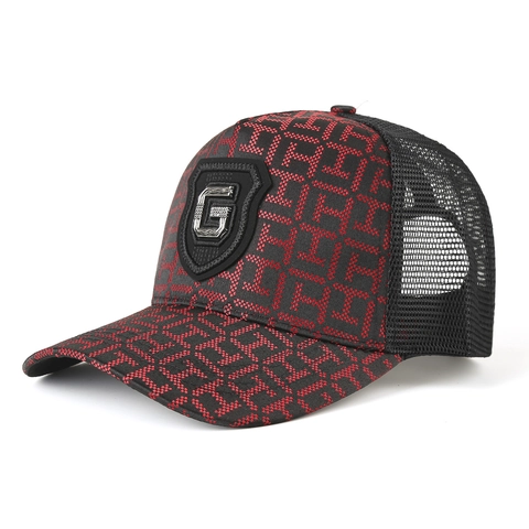 Fashion Polyester Mesh Baseball Cap With Metal G Logo Letter Pattern Breathable Sunshade Trucker Hat For Outdoor Travel Adults