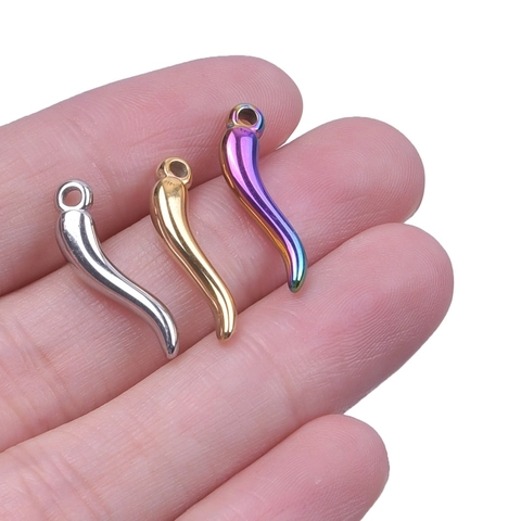 Collier Pendentif Piment En Acier Inoxydable Plaque Or Vide Arc En Ciel Corne Italienne Cornicello Charme Chance Femme