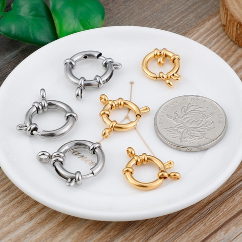 Stainless Steel Spring Ring Clasp DIY Jewelry Connector For Necklace Bracelet Making Findings Sailor Buckle Round Shape