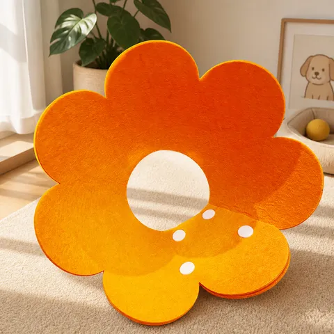 Pet Recovery Collar Elizabeth Sunflower Shape Felt Adjustable Snap Buttons Anti Lick Protective For Cats Small Dogs