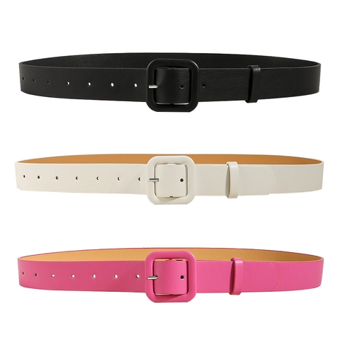 Cintura Larga Da Donna In Pelle PU Con Fibbia Quadrata In Lega Cinturino Alla Moda Semplice Versatile