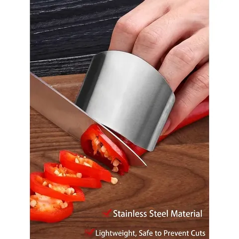 Stainless Steel Finger Guard Adjustable Kitchen Cutting Hand Protector Safe Slicer Tool Silver Metal Finger Shield