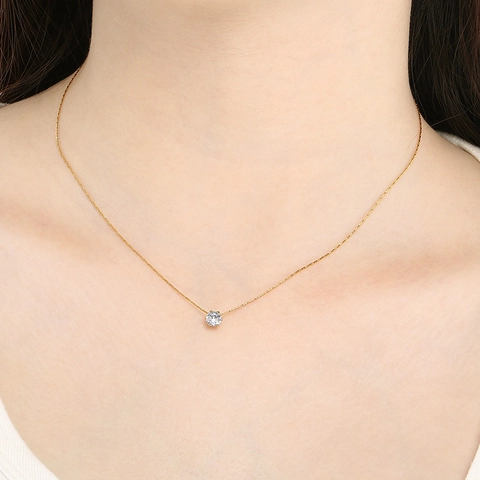 Collar Con Colgante De Circonita Solitaria Acero Inoxidable Engaste De Seis Garras Joyería De Moda Elegante Para Mujer