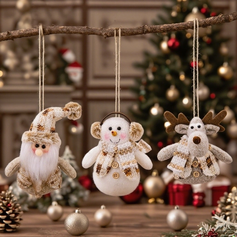 Addobbi Natalizi Peluche Maglia Ciondoli Appesi Babbo Natale Pupazzo Di Neve Renna Decorazione Albero