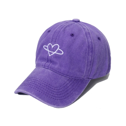 Washed Cotton Baseball Cap Heart Planet Embroidery Distressed Adjustable Retro Streetwear Dad Hat Unisex