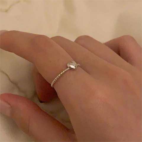 Anello A Cuore In Argento Sterling 925 Per Donna Gioielli Da Dito Aperti Regolabili Con Corda Intrecciata Minimalista Stile Coreano