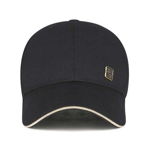Baseball Cap Twill Fabric Metal Tag Square Plate Contrast Brim Sun Protection Adjustable Outdoor Hat For Men Women