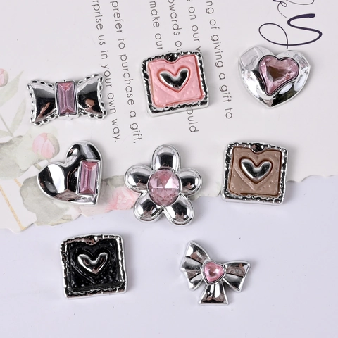 Verzilverde Legering Hars Bedeltjes Hart Bloem Strik Strass Doe-Het-Zelf Decoratieve Accessoires Voor Sieraden