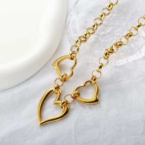 Collana In Acciaio Inossidabile Minimalista Con Ciondoli A Cuore Cavo Gioielli Di Tendenza Per Donna