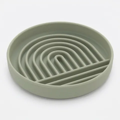 Silikon Haustier Slow Feeder Napf Anti-Schling-Napf Leckmatte Rutschfest Regenbogen Labyrinth Design Hunde Katzen