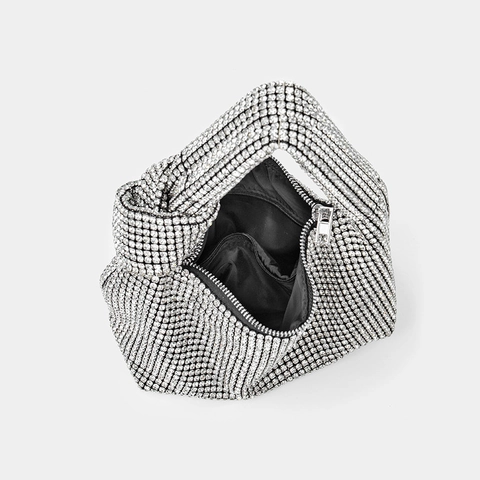 Bolso De Noche Para Mujer Con Diamantes De Imitación Asa Con Nudo Bolso De Hombro Hobo Brillante Lujo Fiesta Boda Cena