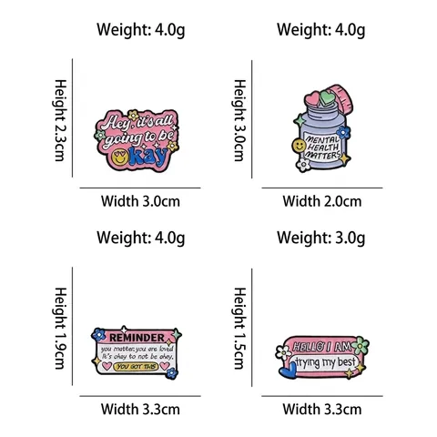 Inspirational Mental Health Matters Enamel Pins Alloy Brooch Slogan Badge Hello I Am Trying My Best Jewelry For Clothes Bags