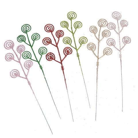 Weihnachten Spirale Glitzer Picks Kunststoff Ornamente Zweige Für Weihnachtsbaum Dekoration Festlich DIY