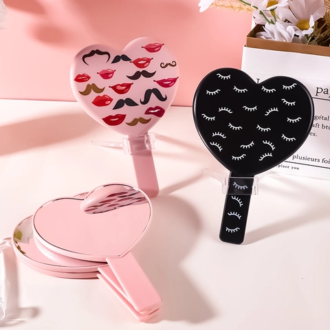 Specchio Da Trucco Portatile A Forma Di Cuore Plastica ABS Specchio Cosmetico Con Stampa Di Ciglia Strumento Di Bellezza