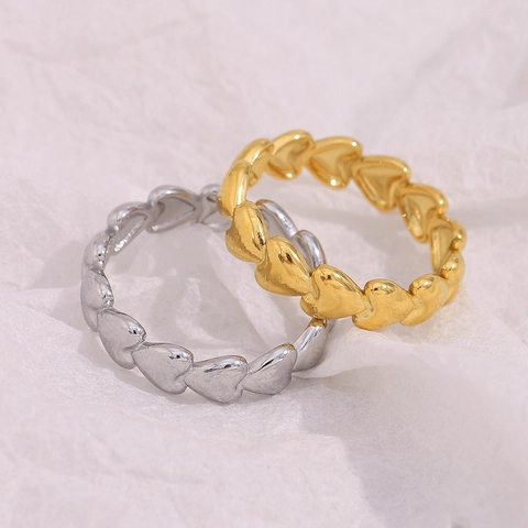 Elegante Hartvormige Open Ring Van Roestvrij Staal 18K Verguld Verbonden Harten Minimalistische Sieraden Voor Dames