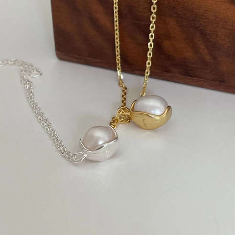 Minimalist Single Artificial Pearl Pendant Necklace Elegant 925 Sterling Silver Chain Jewelry For Women Daily Wear Style