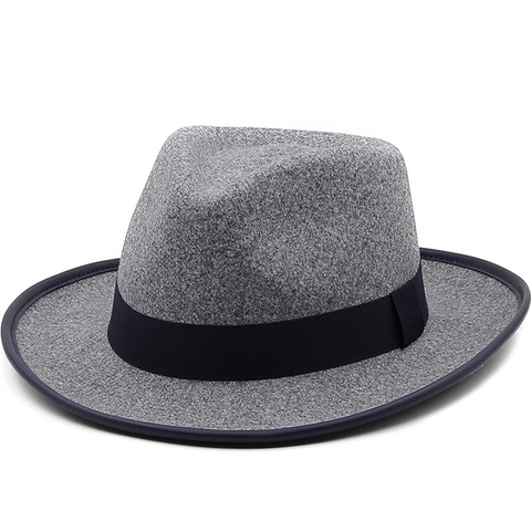 Cappello Fedora Classico In Feltro Di Lana Tesa Larga Unisex Stile Jazz Cowboy Protezione Solare Autunno Inverno