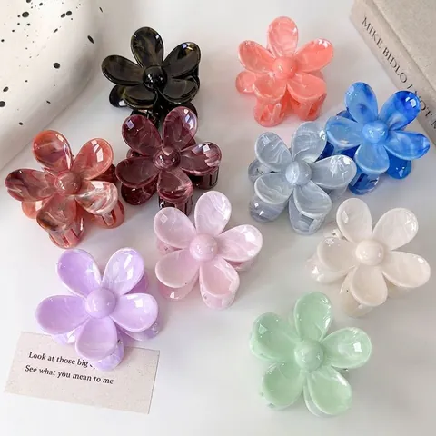 Pinza Para El Pelo De Flor Elegante Acetato Textura Mármol Agarre Fuerte Accesorios Para El Cabello Mujeres Niñas Estilo Coreano