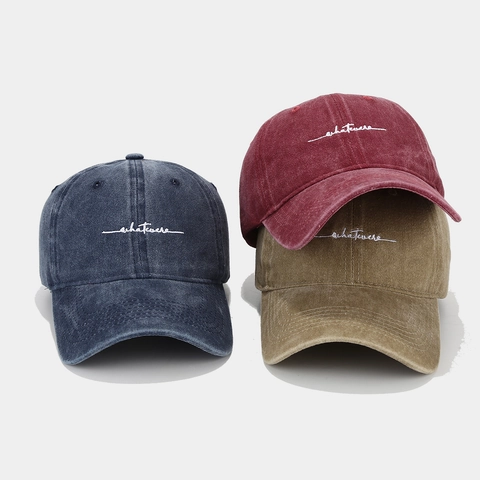 Washed Cotton Baseball Cap Whatever Letter Embroidery Vintage Sun Protection Outdoor Sports Adjustable Hat